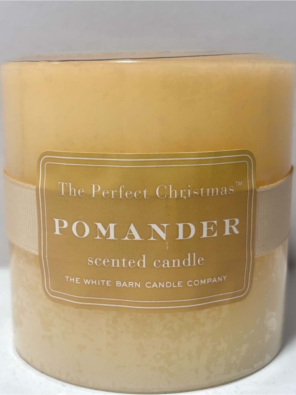Vintage White Barn Pomander Scented Pillar Candle 3x3 - Picture 2 of 6